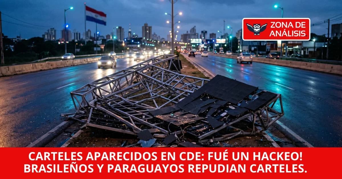 Carteles aparecidos en CDE: fué un hackeo! brasileños y paraguayos repudian carteles.